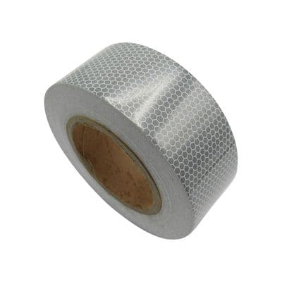 Hi Viz Reflective Tape White (25M X 50MM Sticky Adhesive High Vis Warning)