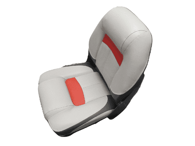 High Back Folding Boat Seat - Upholstery Marine Deluxe White & Red