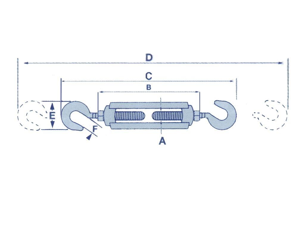 M12 Stainless Turnbuckle Hook & Hook SecureFix Direct