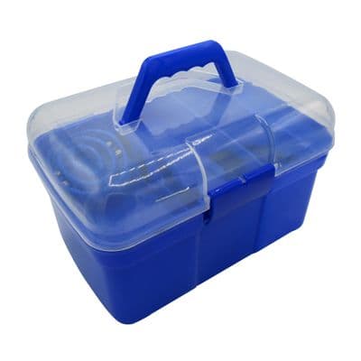 Horse Grooming Kit Box Kids (Brushset Pony Equine Equestrian Care Dandy Comb Cleaning Supplies Blue)