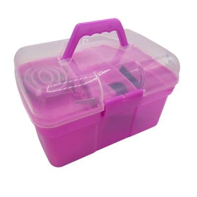 Horse Grooming Kit Box Kids (Brushset Pony Equine Equestrian Care Dandy Comb Cleaning Supplies Pink)