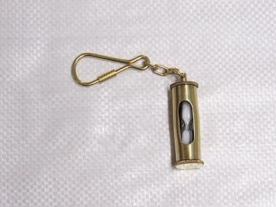 Hour Glass Sand Timer Keyring, Brass - Key Ring / Gift / Novelty / Souvenir / Marine