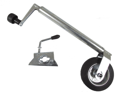 Jockey Wheel with Clamp 35MM  (Metal Rim Trailer Caravan Guide Heavy Duty Rubber)