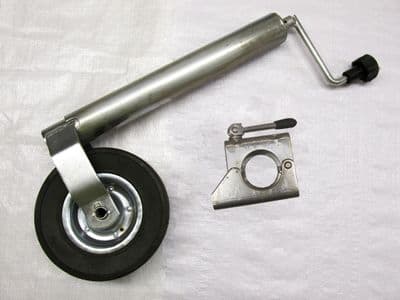 Jockey Wheel with Clamp 60MM  (Metal Rim Guide Trailer Caravan Heavy Duty Rubber)