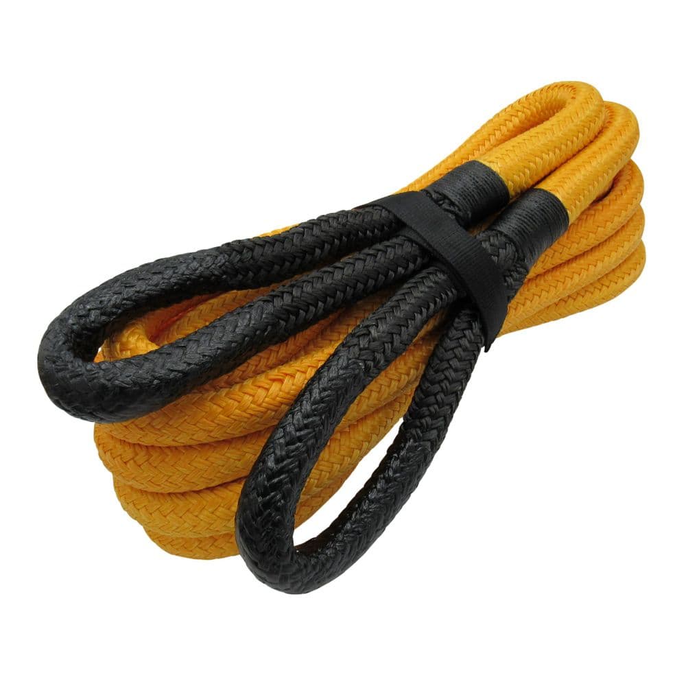 RopeServices UK 24mm 8 Strand Black Nylon Kinetic Recovery Tow Rope - 4.5 Metres With 2 X 4.75 Tonne Shackles
