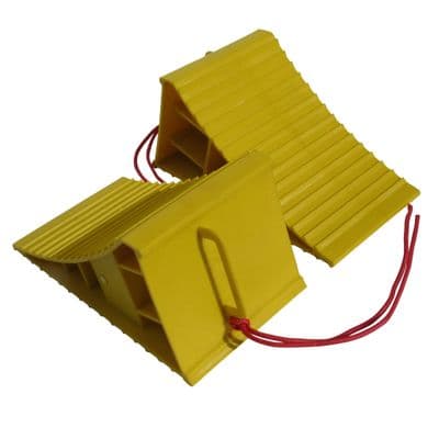 Large Wheel Chocks With Handle x2 (Car Caravan Plastic Motorhome Rope)
