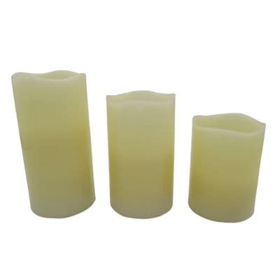 LED Flameless Candles X3 (Battery Operated Remote Fake Flickering Pillar Timer Wax Artificial)