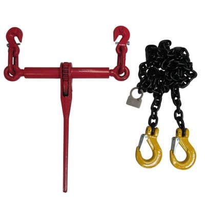 Lever Ratchet Chain Load Binder Kit 8MM - 12MM (Tie Down Lashing Grab Sling Hook 4M 6M)