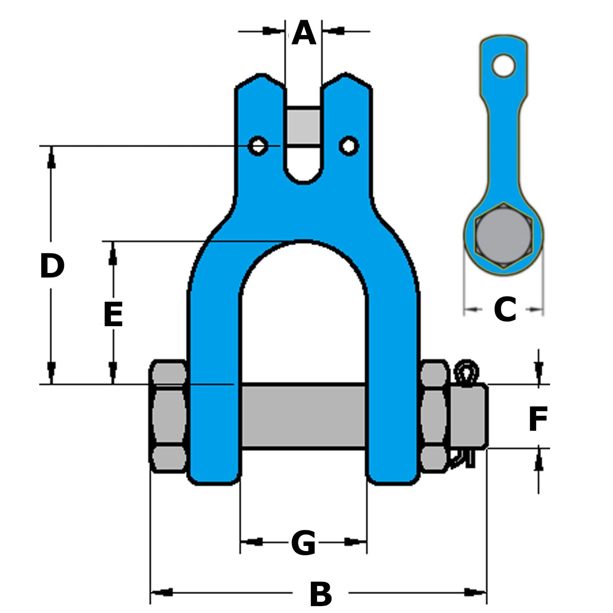 Lifting Clevis Shackle 7MM 10MM SecureFix Direct
