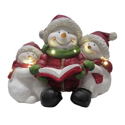 Light Up Snowman Family Christmas Figurine (Xmas LED Festive Ornament)
