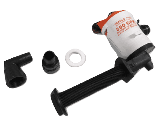 Live Bait Well Pump 12V 350GPH - 90 Degree Tank Aerator Cartridge Bilge