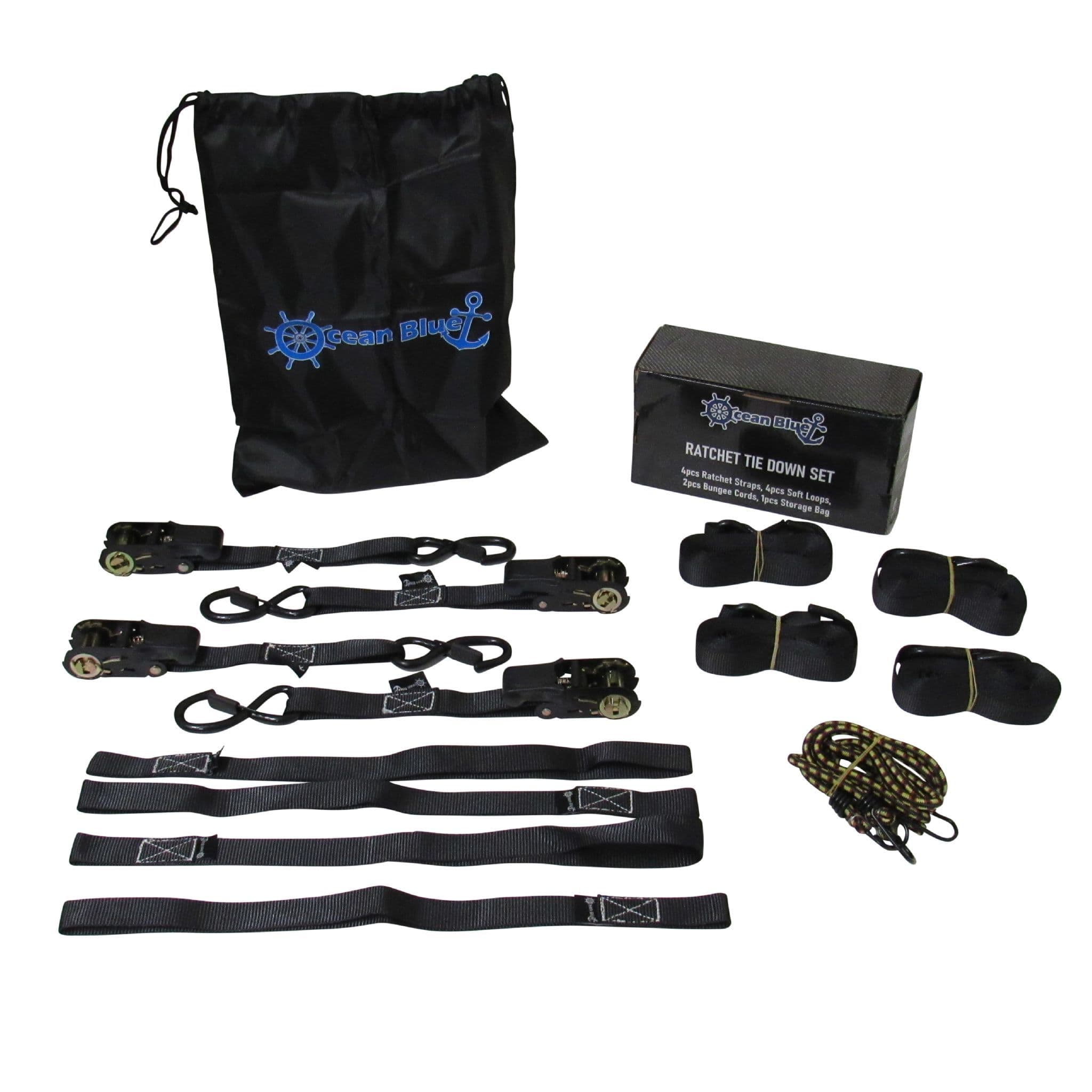 AUGO Heavy Duty Ratchet Straps With Soft Loops - 4 Pack, 1.5" X 15', 4400lb Break Strength For Motorcycle, ATV, Cargo