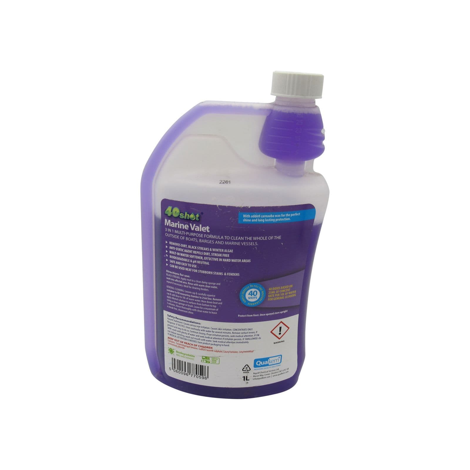 Multi Purpose Boat Cleaner 40 Shot 1L Biodegradeable Marine Vessels Valet