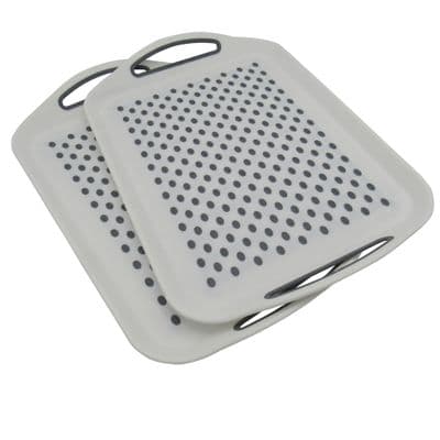 Non Slip Serving Tray X2 (Handles Food Drink Breakfast Dinner Home White)