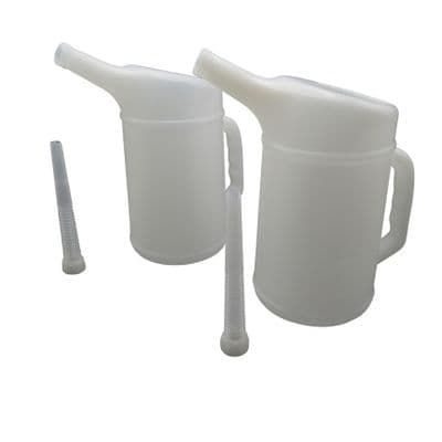 Oil Measuring Jug X2 (Dispenser Pouring Container Can Spout Motor Car Engine Filler Transfer Change)