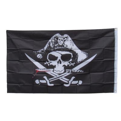 Pirate Ship Flag (Jolly Roger Skull And Crossbones Boat Large Novelty)