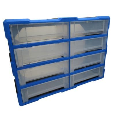 Plastic Drawer Organizer Tool Cabinet (8 Drawers Shed Storage Unit Workshop Garage Lightweight Neat)