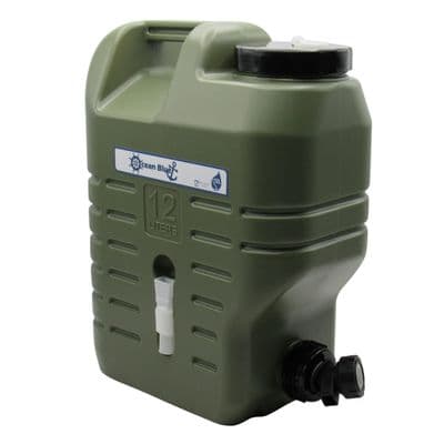 Plastic Fresh Water Carrier Container 12L (Green Jerry Can Tap Fishing)