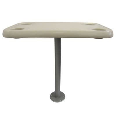 Plastic Motorhome Island Pedestal Table (Ivory White Rectangle Caravan)