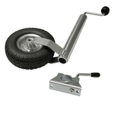 Pneumatic Caravan Jockey Wheel 48MM with Clamp (Heavy Duty Metal Rim Trailer Wheel Guide)