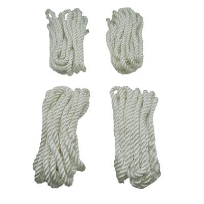 Polyester Fender Rope Tie Lines 3 Strand X4 (Black White Boat Cord Marine Yacht)