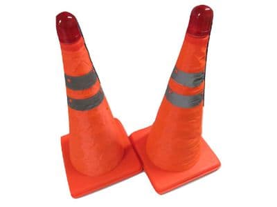 Pop Up Traffic Cone X2 (Light Up High Visibility Safety Emergency Marker)