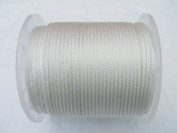 Pull Cord 4MM x 100M White Starter Rope Braided Coil Lawn Garden