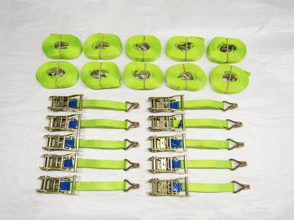 thumbnail image 2 of 2x 1.5T 25MM X 5M Ratchet Straps With Claw Hooks For Cargo Securing 2 of 3