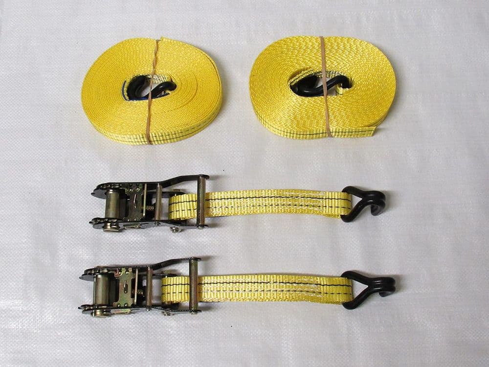 x2 25MM 5M 1.5 Ton Yellow Ratchet Straps | SecureFix Direct