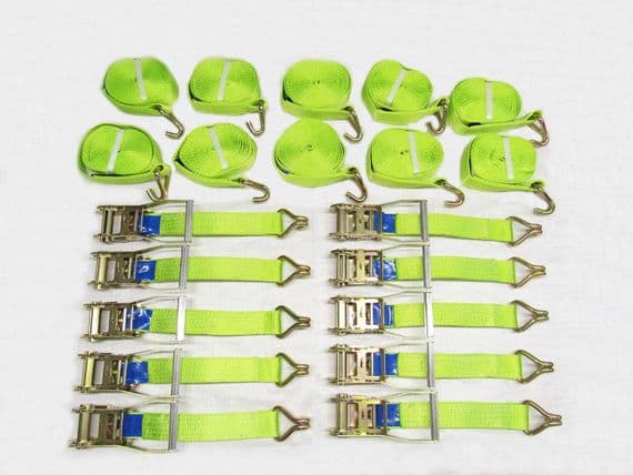 Hi Vis Ratchet Lashing Straps 8M x10 | SecureFix Direct
