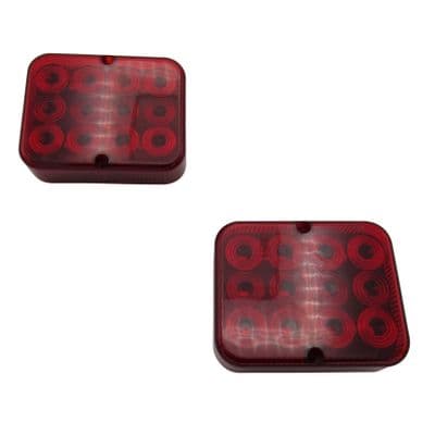 Rear Fog Light LED X2 (12V Tail Lamp Universal Red Car Trailer Square)