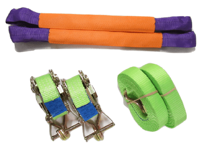 Recovery Ratchet Sets 35MM 4M 3T X2 (Round Slings Hi Vis Tie Down Straps Truck Lashing Cargo Claw Ho