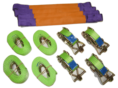 Recovery Ratchet Sets 35MM 4M 3T X4 (Round Slings Hi Vis Tie Down Straps Truck Lashing Cargo Claw Ho