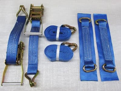 Recovery Ratchet Sets 50MM 6M 5T X2 (Wheel Tie Down Straps Oval Trailer Lashing Cargo J Hook)