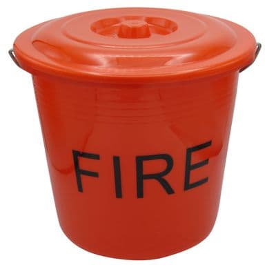 Red Plastic Fire Bucket with Lid 15L (Emergency Safety Sand Extinguisher)