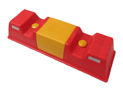 Red & Yellow Garage Car Parking Aid with Fittings - Wheel Stopper Motorhome Caravan