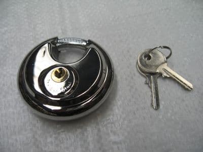 Round Disc Padlock with Two Keys - Security Door Lock Shackle