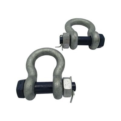 Safety Pin Bow Shackles X2 - 0.75 Ton Galvanised 9MM 750KG Omega