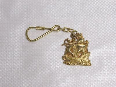 Sailing Ship Keyring, Brass - Key Ring / Gift / Novelty / Souvenir / Marine