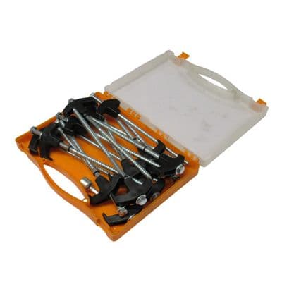 Screw In Awning Tent Pegs with Adaptor X15 (Drill Top Hard Ground Heavy Duty Case)