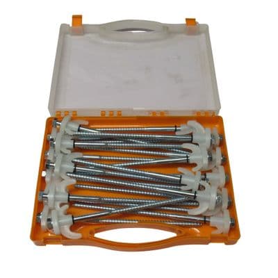 Screw In Awning Tent Pegs with Adaptor X20 (Drill Top Hard Ground Heavy Duty Case)