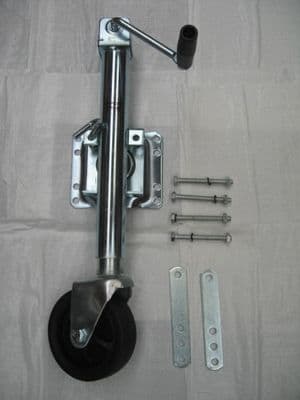 Side Winding Caravan Jockey Wheel with Swivel Fixing Bracket (Heavy Duty Sidewinder Handle Trailer)