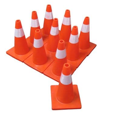 Small Orange Safety Traffic Cones X10 (High Visibility Emergency Construction Parking)