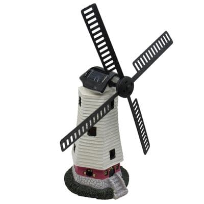 Solar Powered Light Up Windmill (Rechargeable Garden Ornament Figurine)