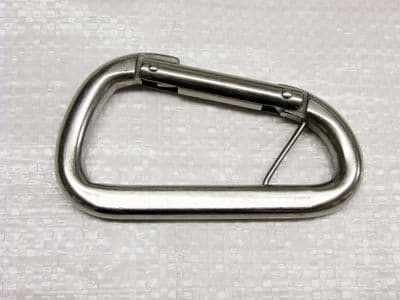 Stainless Steel Asymmetric Carbine Hook with Wire Bar 8MM x 80MM (Wire Rope Gate Karabina)