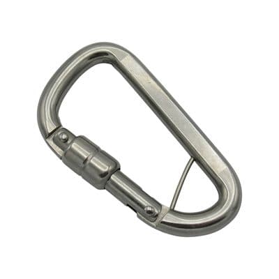 Stainless Steel Asymmetric Carbine Hook with Wire Bar & Locking Sleeve 10MM (Wire Rope Gate Karabina