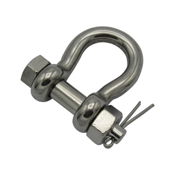 2 Ton Stainless Safety Pin Bow Shackle | SecureFix Direct