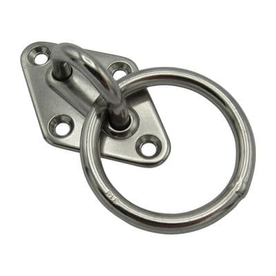 Stainless Steel Diamond Eye Plate with Ring 8MM (Boat Deck Attachment Point)