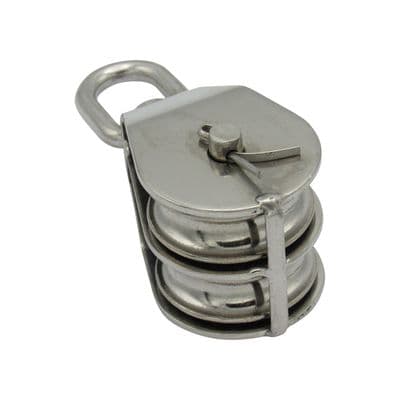 Stainless Steel Double Pulley Block 25MM (Wheel Swivel Eye Rope)