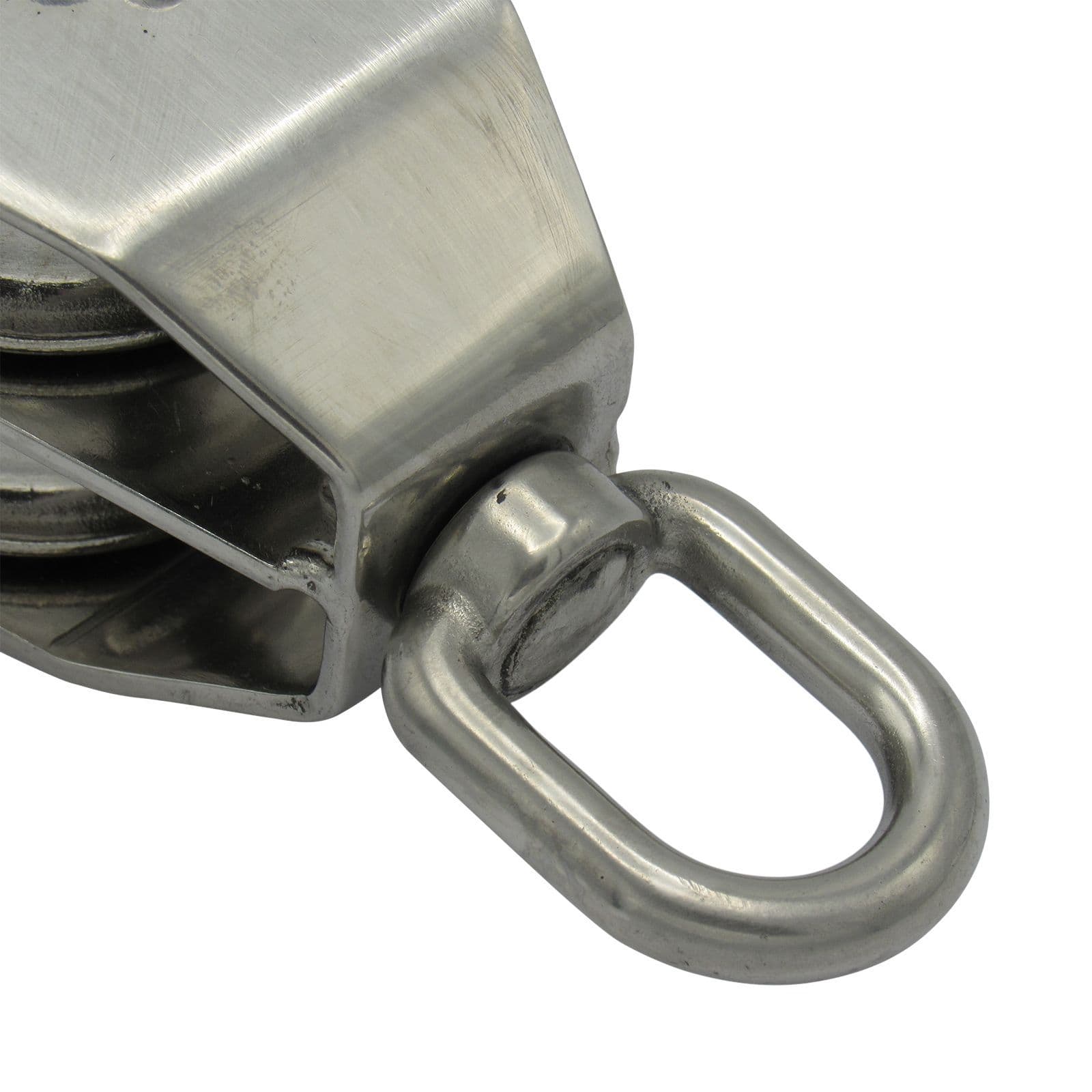 Stainless Steel Double Pulley Block 32MM Wheel Swivel Eye Rope